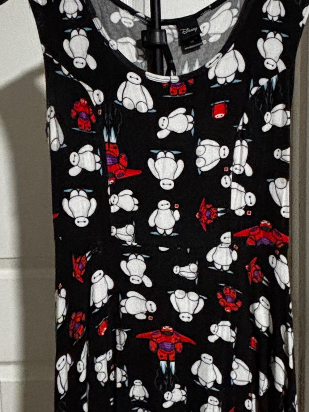 Disney Black Baymax Print Girls Nightgown with Red Accents
